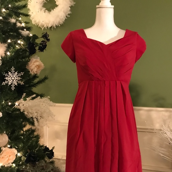 Short Red chiffon Cocktail party dress - Picture 2 of 7